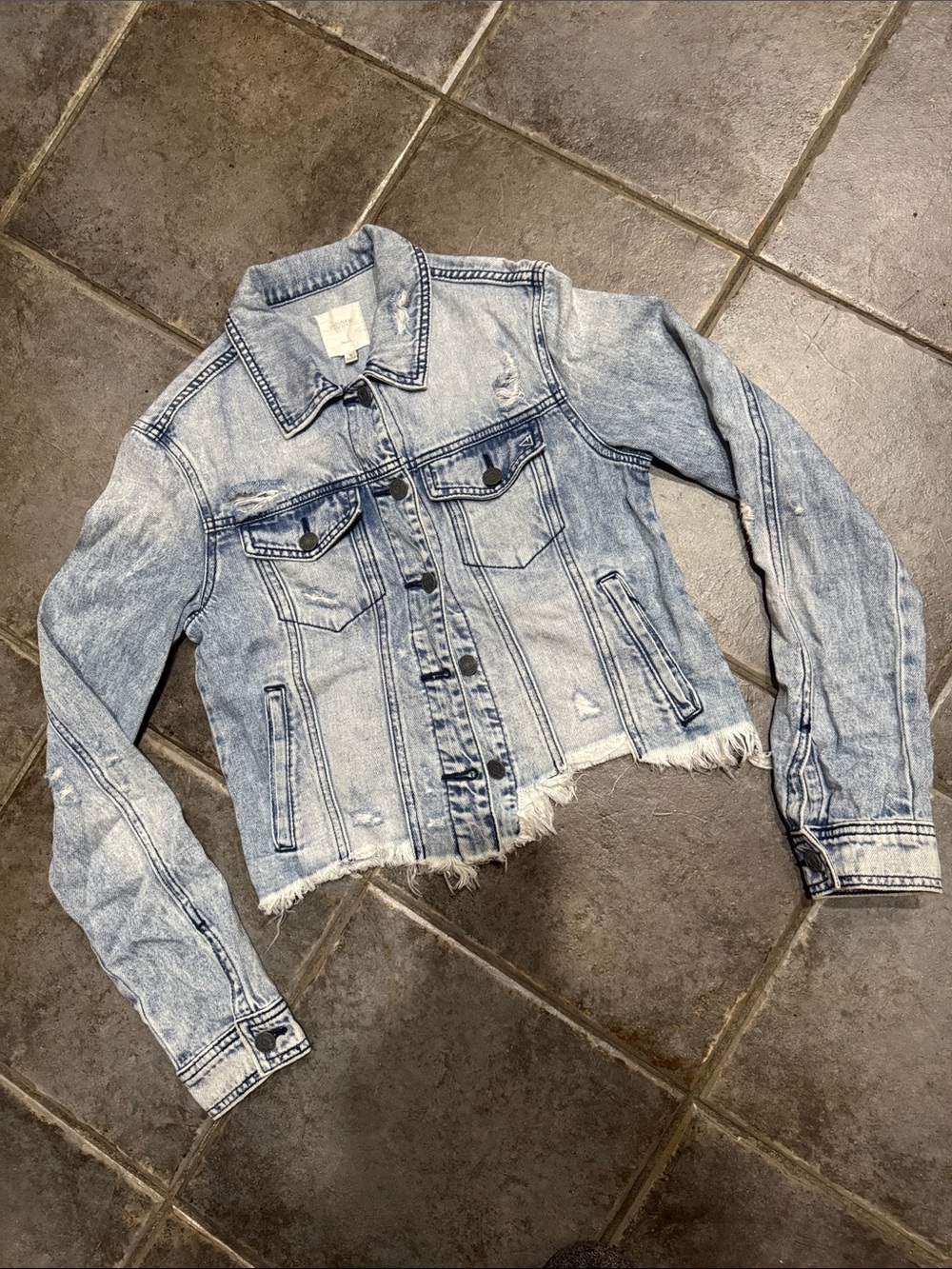 Light Wash Distressed Women's Denim Jacket